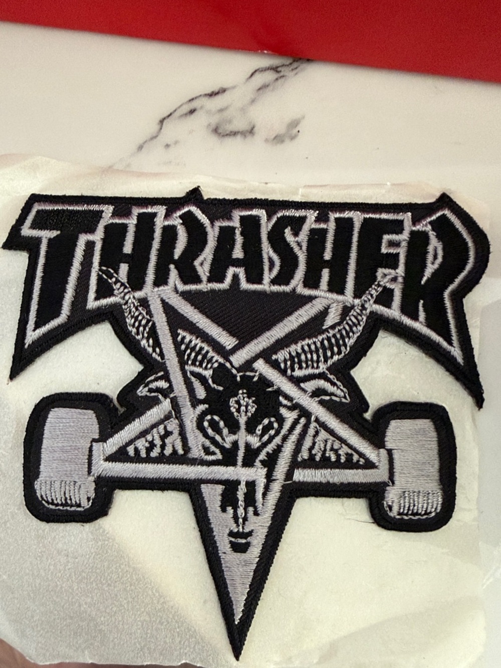 Thrasher Black and White Pentagram Skate Patch